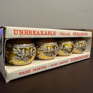Vintage 60s/70s Yuletide Unbreakable Christmas Ornaments Golden Yellow